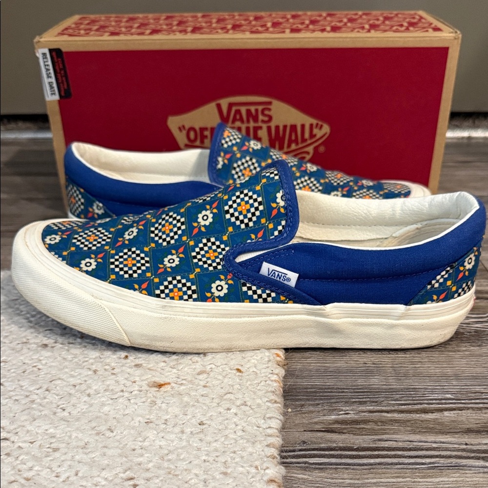 Vans Geometric Blue Slip-On Sneakers